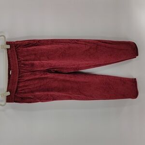 Madewell Pull On Pants Size Small Red Velour With Pockets Taper Rounded Hem